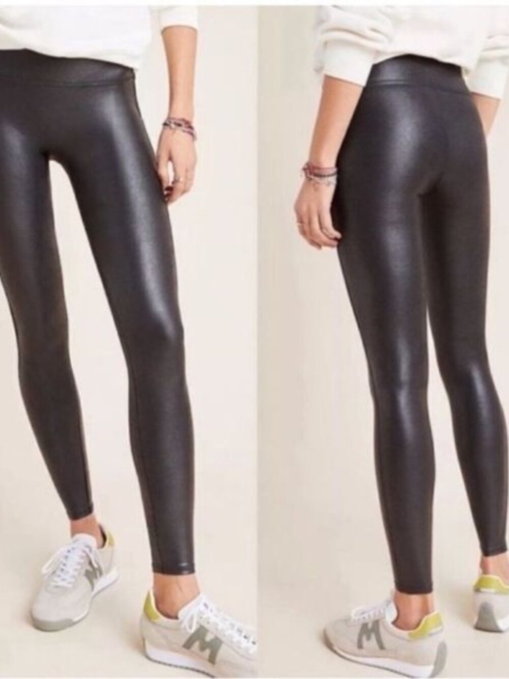 Lot of 2 Spanx High-Waisted Faux Leather Leggings Black Size XL EPC